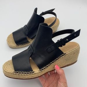 Rag & Bone Sayre II Leather Espadrille Black Wedge
